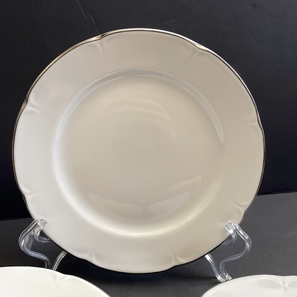 5 Jlmenau German Democratic Republic White Cake Dessert Plates Silver Rim 7.5” - Picture 4 of 15